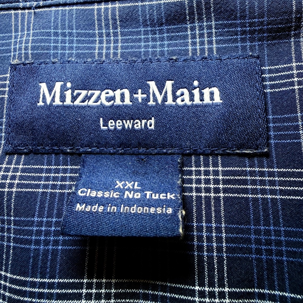 Mizzen+Main Leeward Mens XXL Classic No Tuck Performance Shirt Blue Grid Plaid - Picture 4 of 9